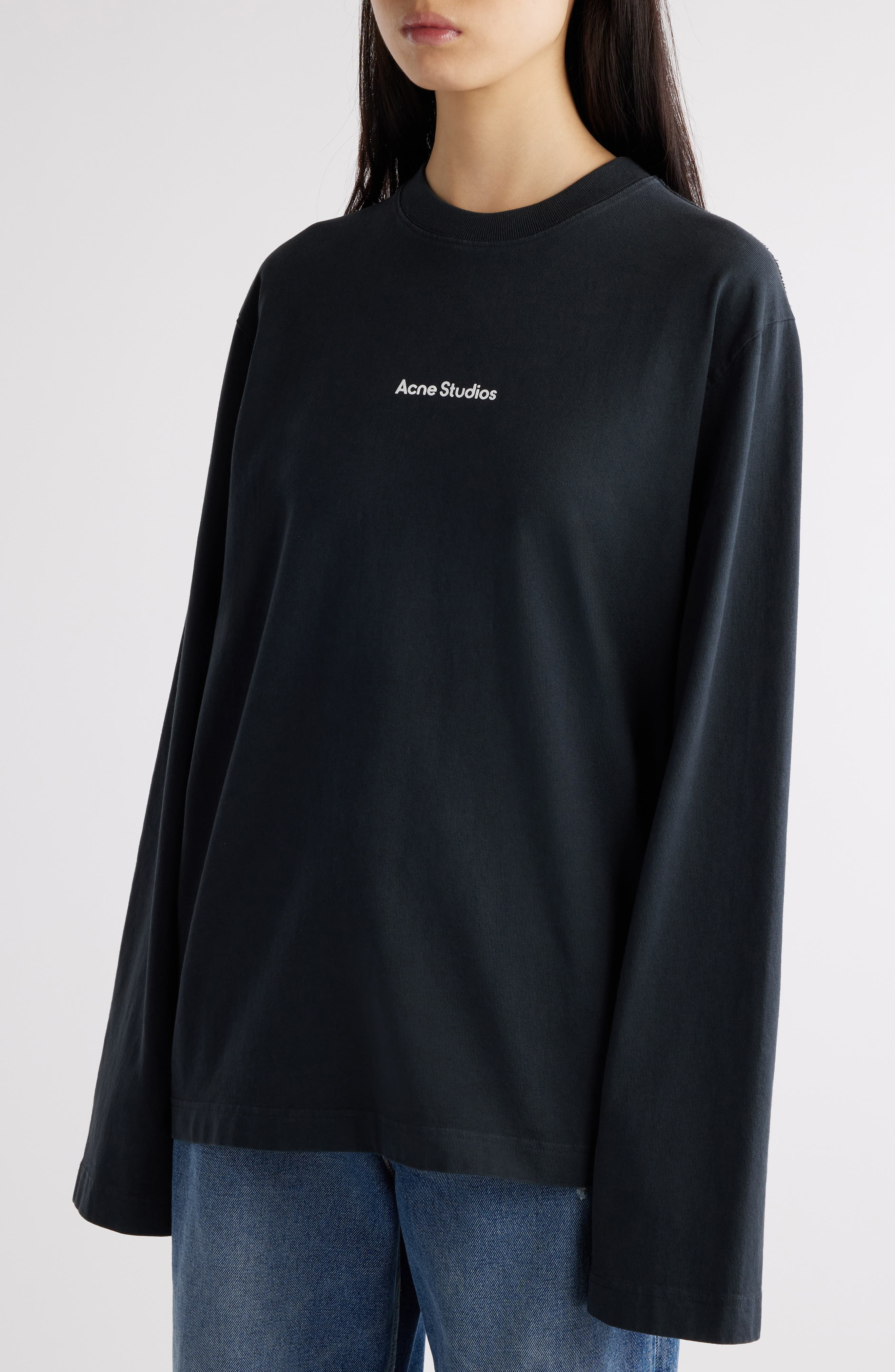 Acne Studios Edden Oversize Organic Cotton Logo Graphic T-Shirt in Black at Nordstrom - 5