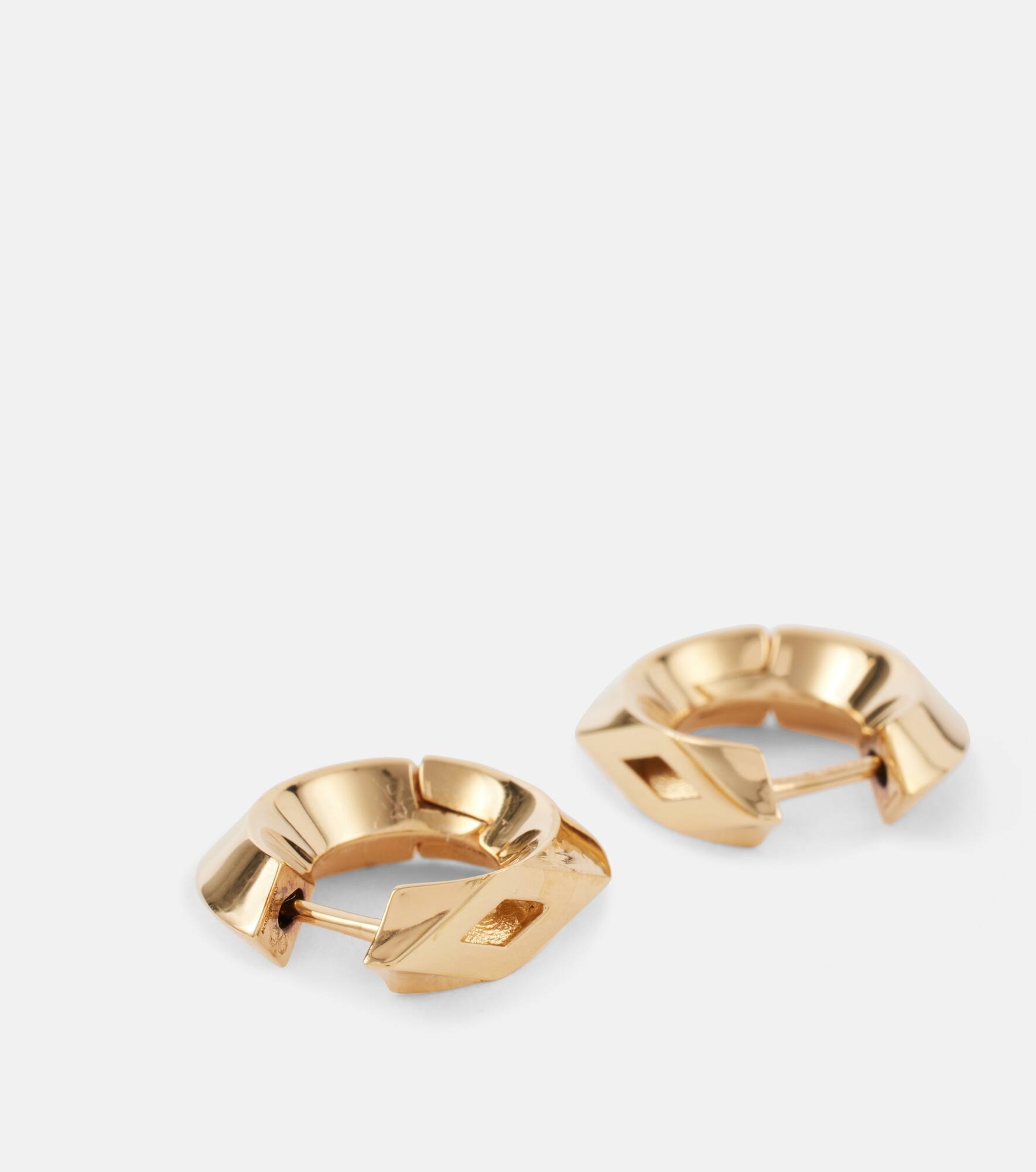 Hollow Small gold-plated sterling silver hoop earrings - 4