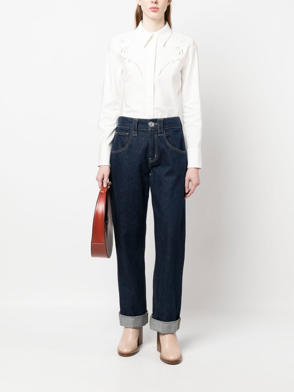 broderie-anglaise silk shirt - 2