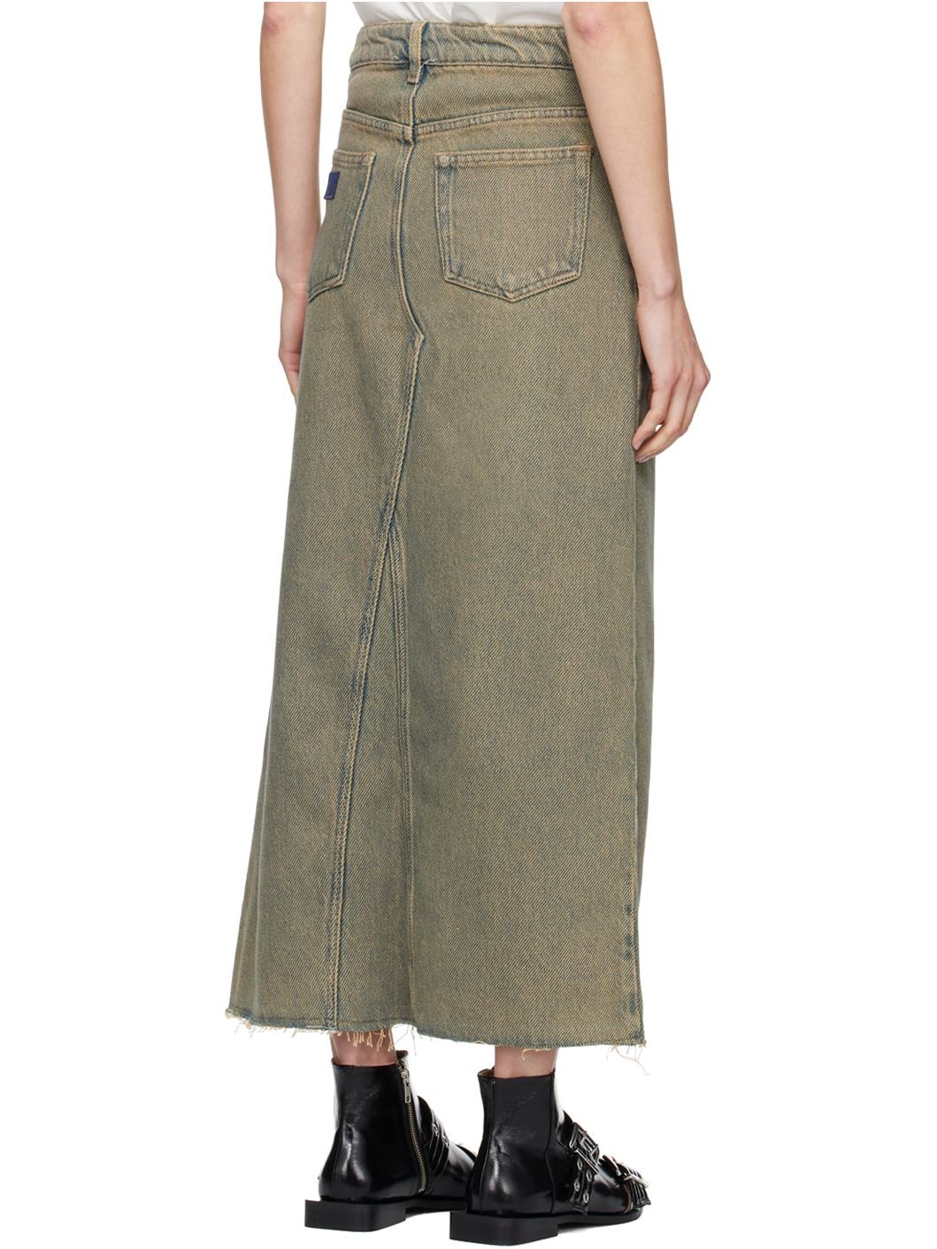 Brown Overdyed Heavy Denim Maxi Skirt - 3
