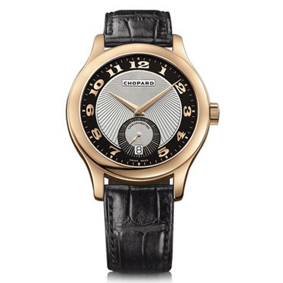 Chopard L.U.C. Classic Mark III Black and Silver Guilloche Dial Automatic Rose Gold Men's Watch 1619 - 1