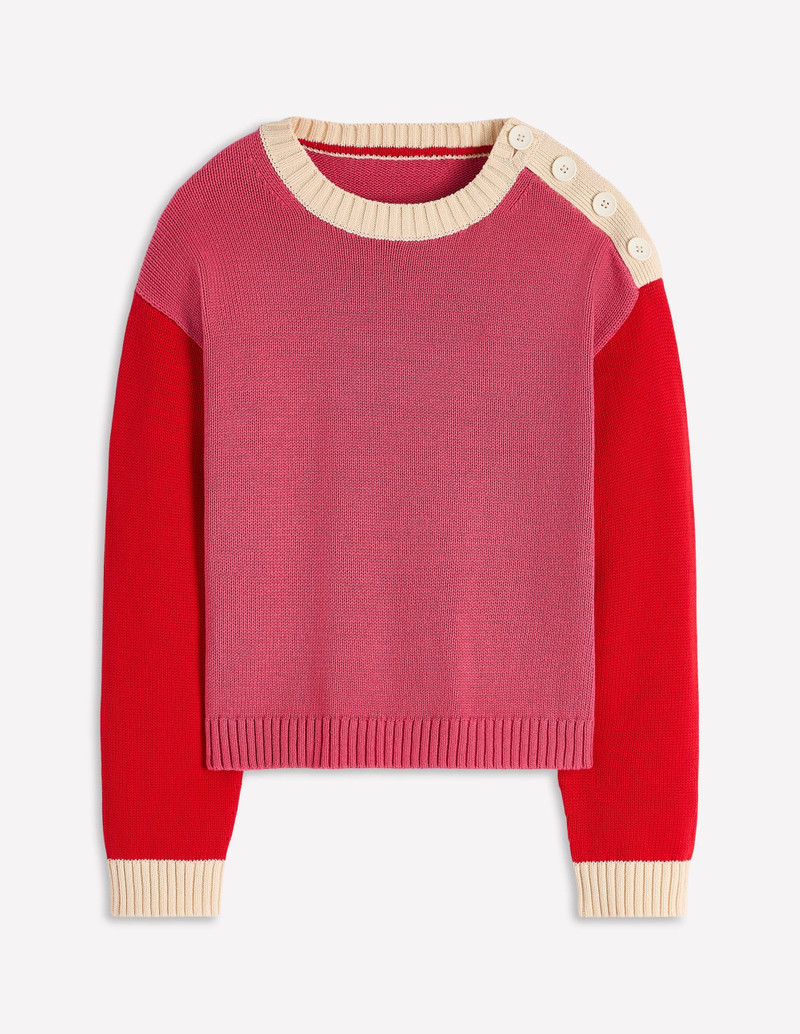 Jemma Chunky Cotton Sweater-Rose Pink 1