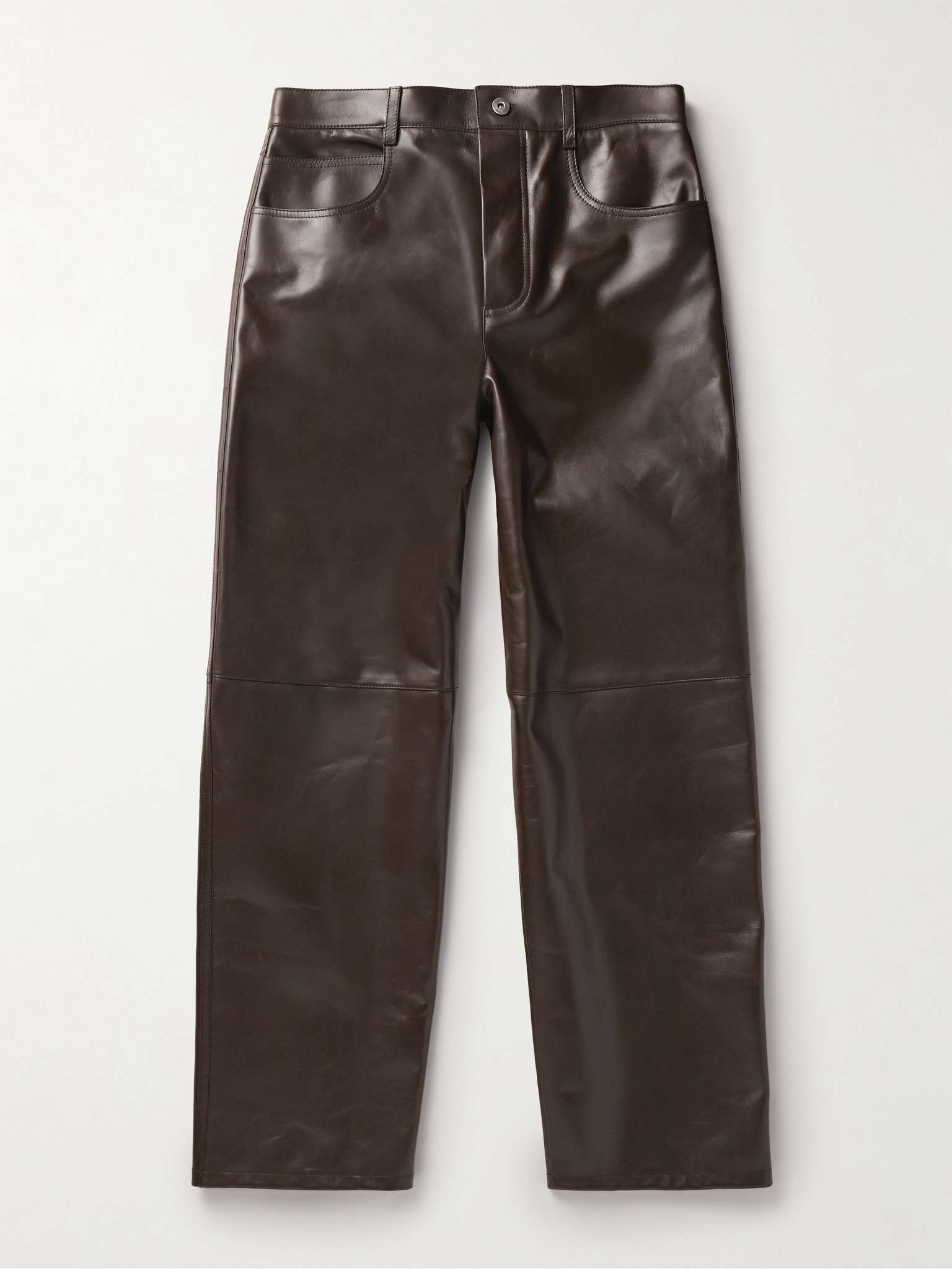 Straight-Leg Panelled Leather Trousers - 1