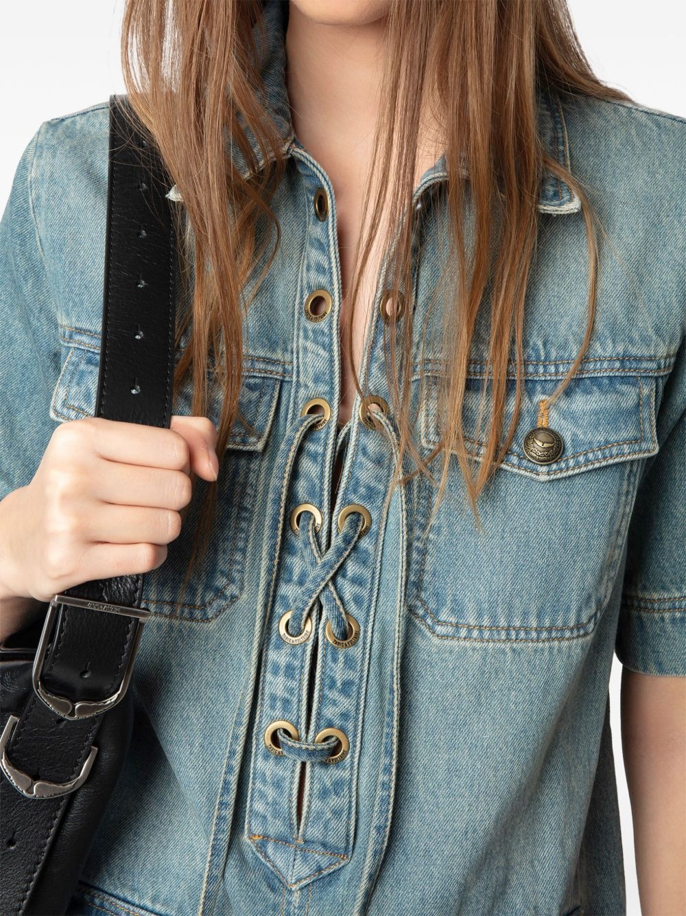 denim mini dress - 6