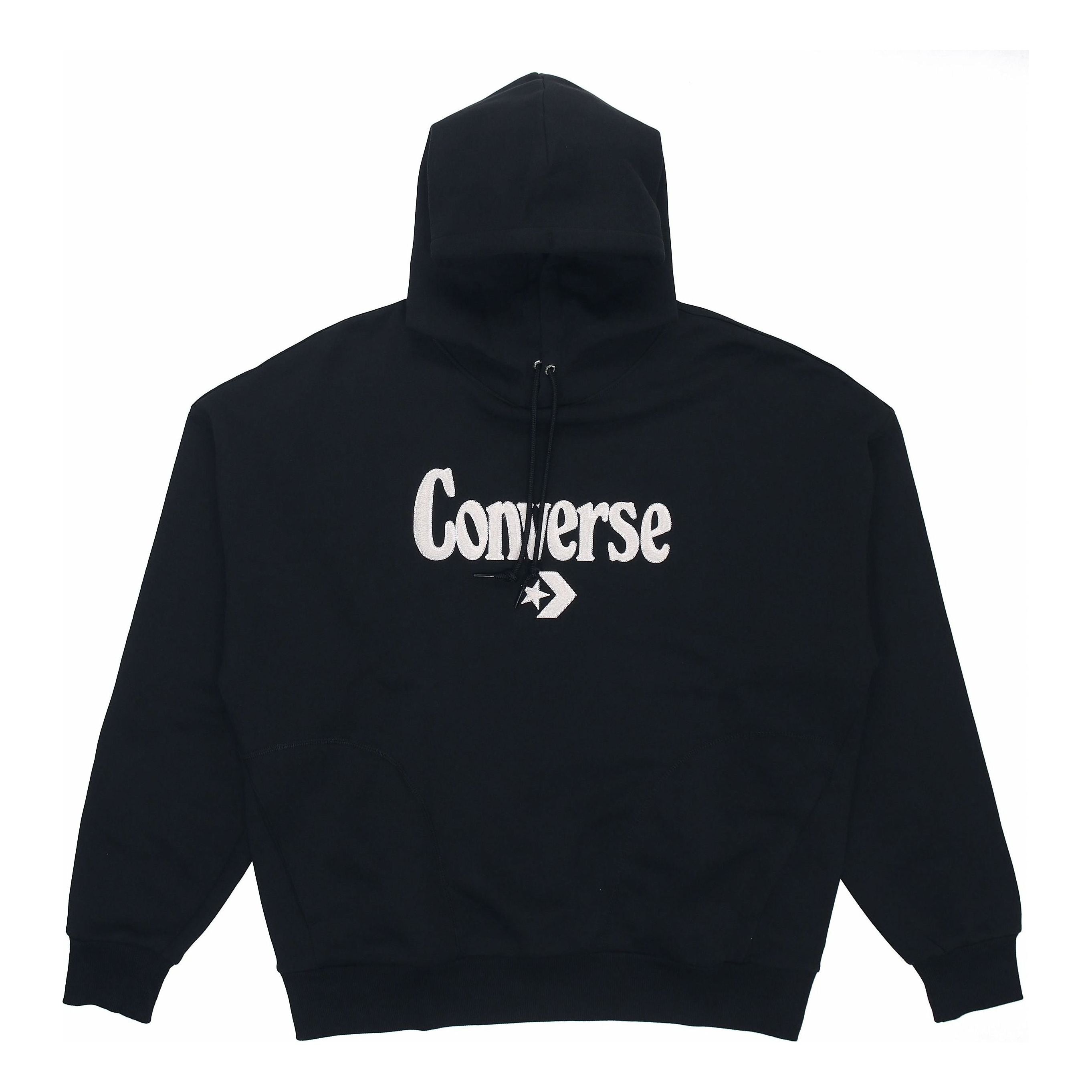 (WMNS) Converse Logo Embroidered Loose Fleece Hoodie Dark Black 10022349-A02 - 1