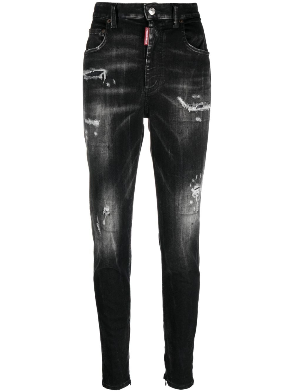 ripped high-waisted jeans - 2