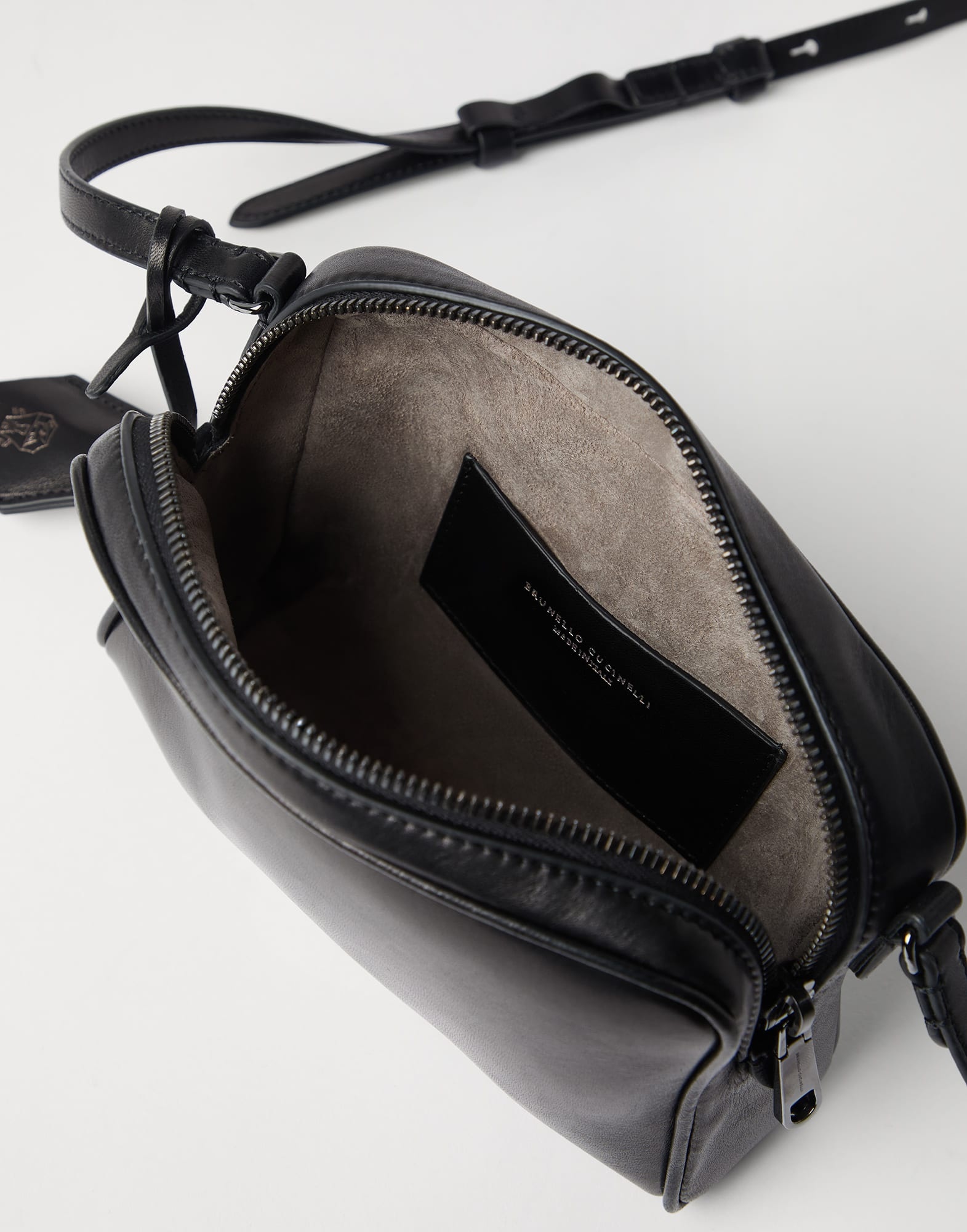 Wet-effect nappa leather Boston clutch bag - 5