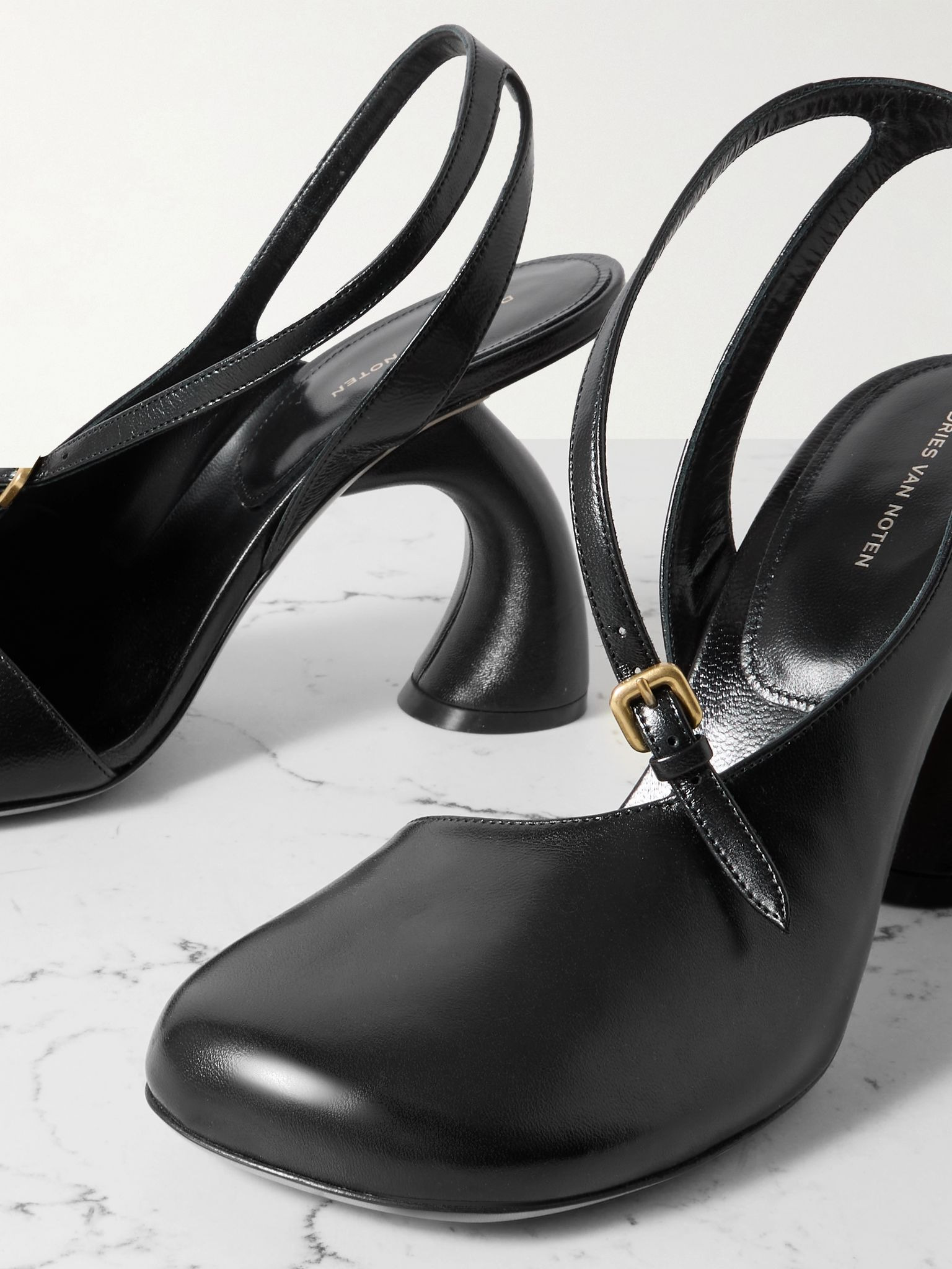 Leather slingback pumps Black - 4