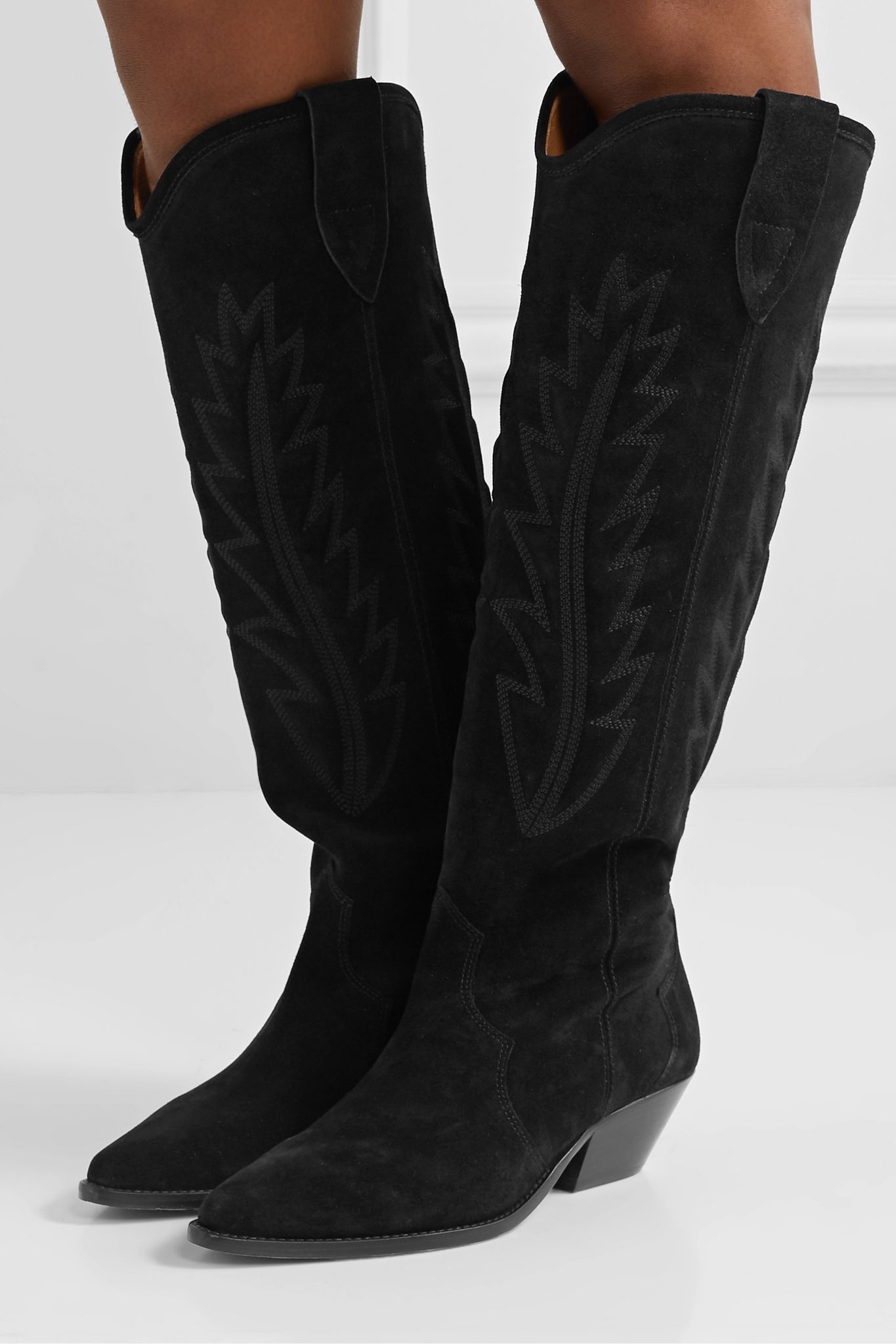 Denzy embroidered suede knee boots - 2