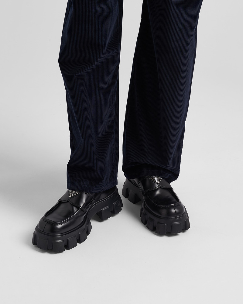 Prada Monolith brushed leather loafers outlook