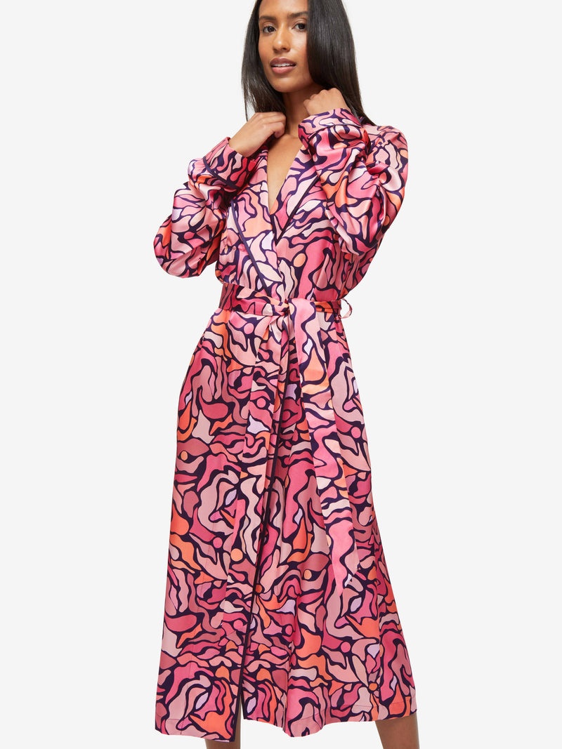 Women's Long Dressing Gown Brindisi 85 Silk Satin Multi - 2