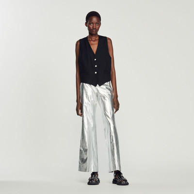 Sandro Metallic coated pants outlook