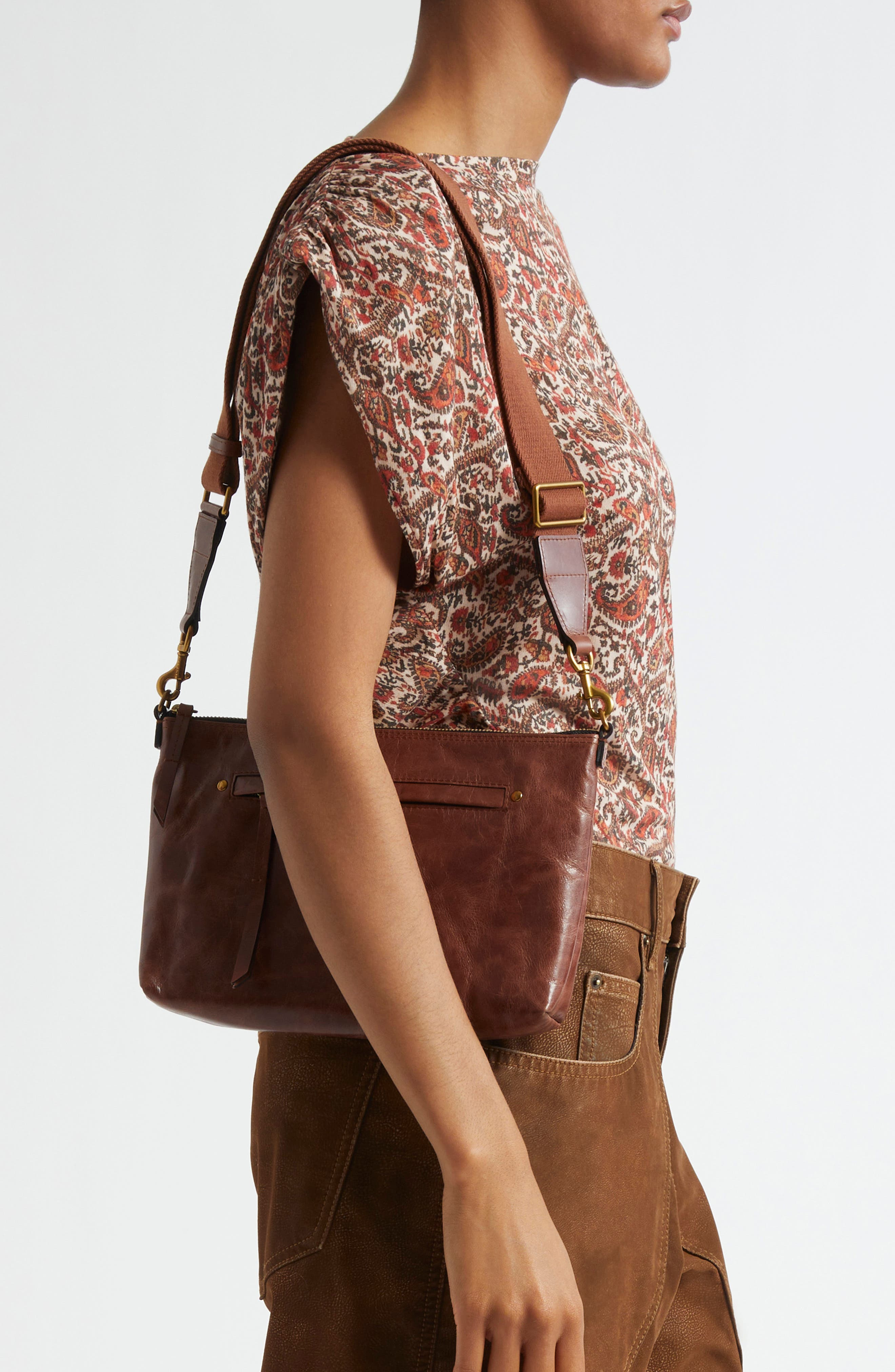 Isabel Marant Nessah Wardy Leather Crossbody Bag in Chocolate at Nordstrom - 2