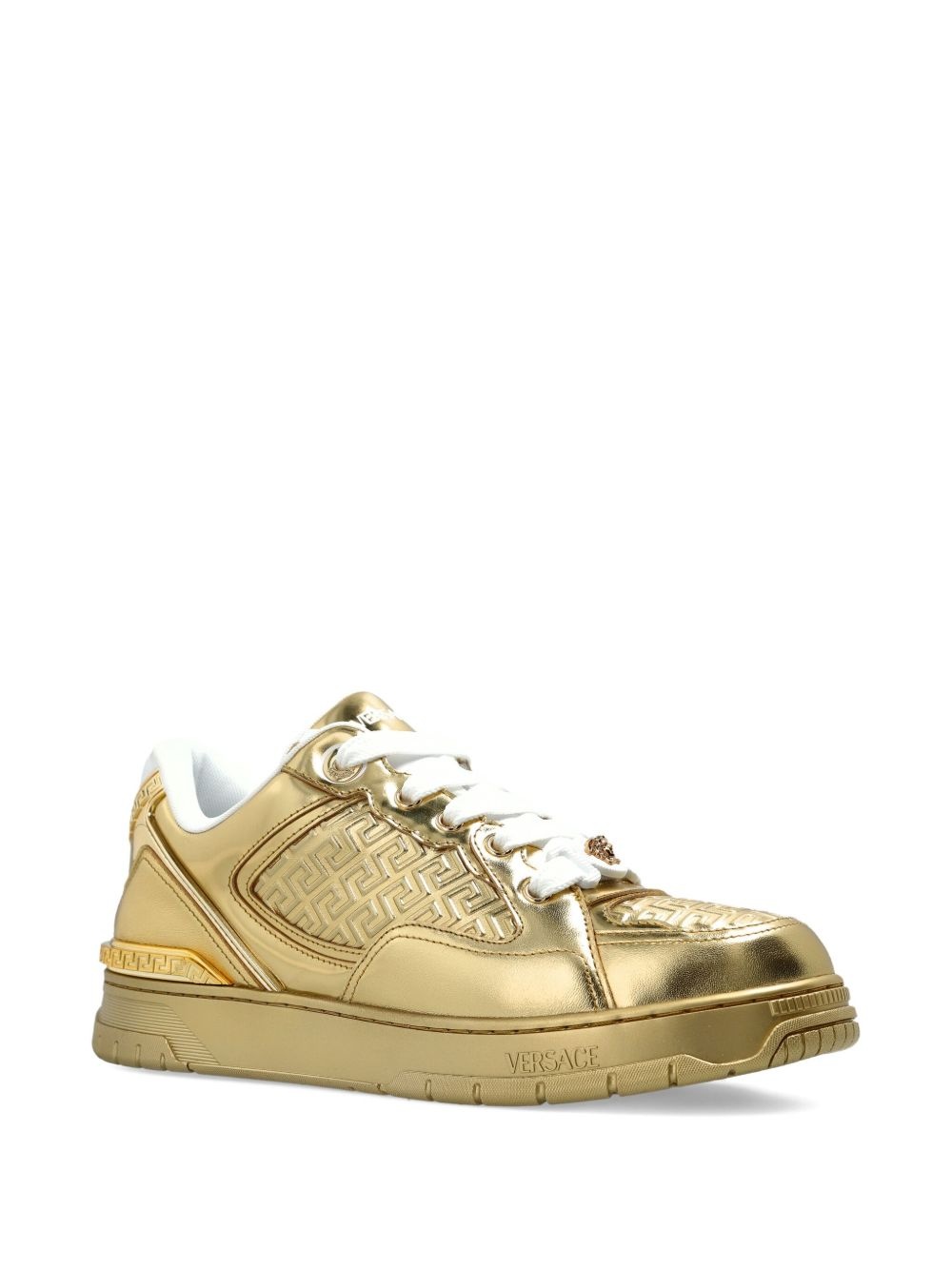 Greca-detail leather sneakers - 2