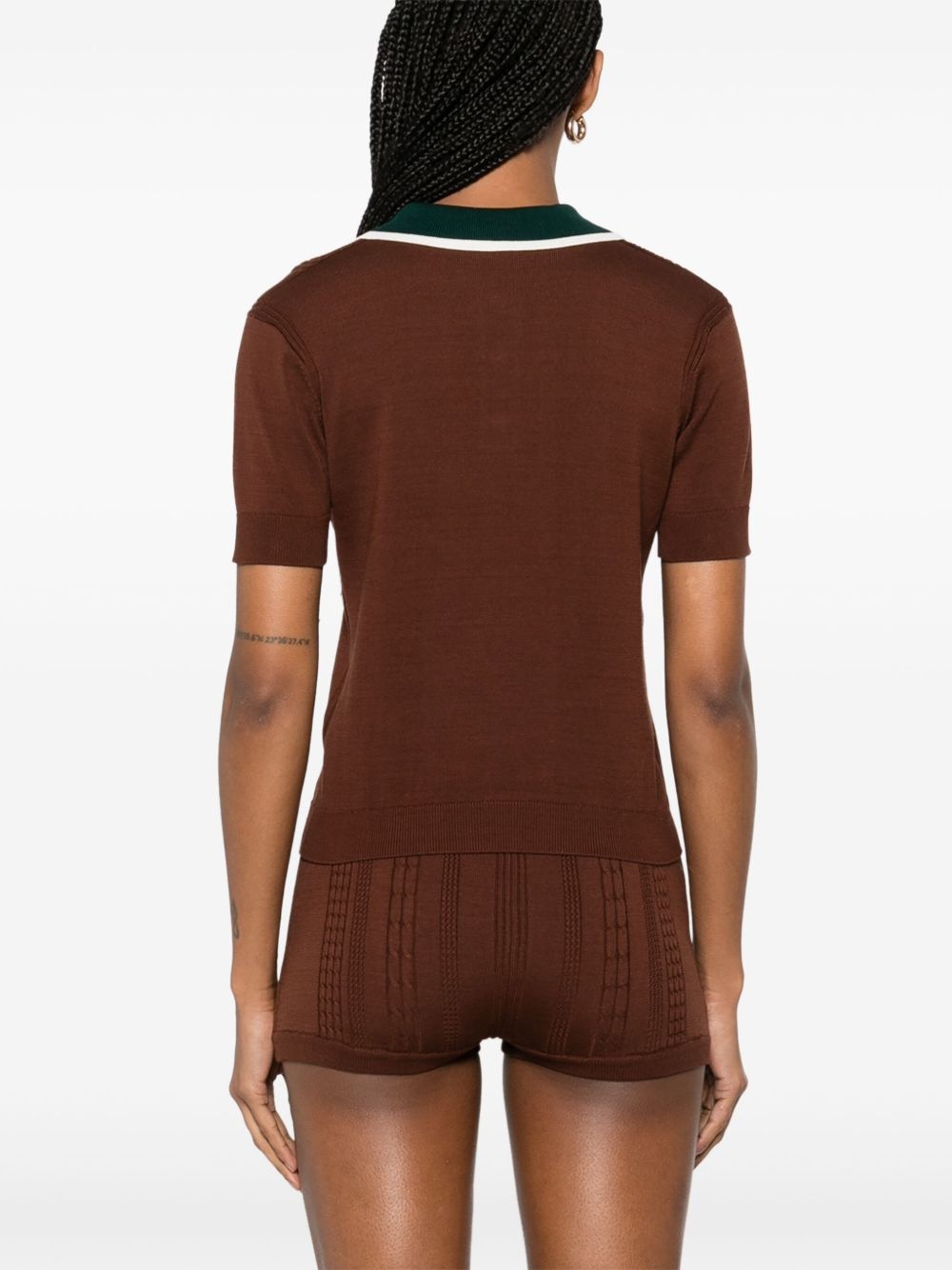 cable-knit polo top - 4