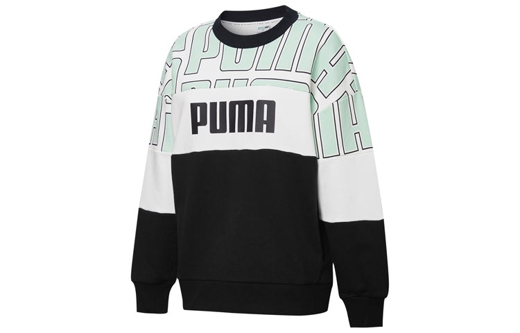 (WMNS) PUMA Colourblock Aop Sweatshirt 'Black Green White' 598241-32 - 2