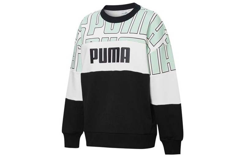 PUMA (WMNS) PUMA Colourblock Aop Sweatshirt 'Black Green White' 598241-32 outlook