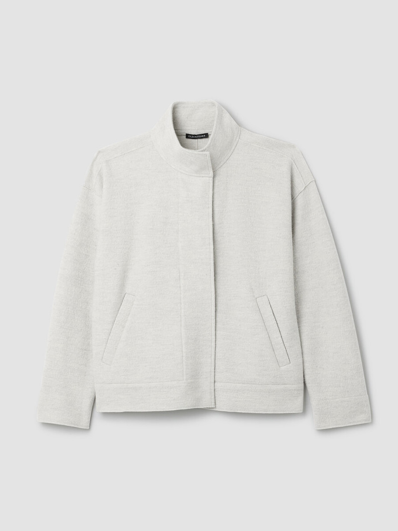 Lightweight Boiled Wool Stand Collar Jacket in Regenerative Wool 1