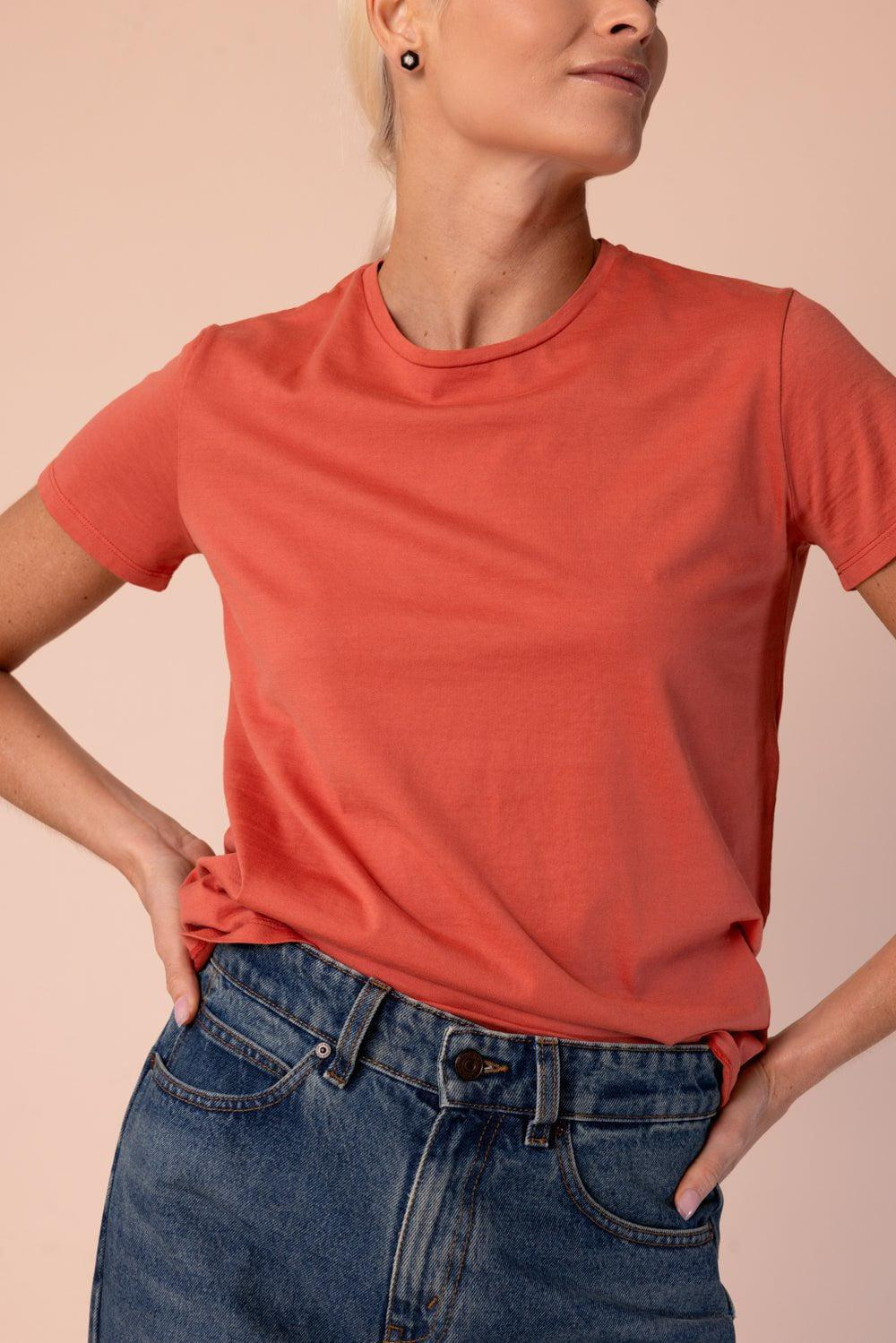 Crew Neck Tee - Coral - 2