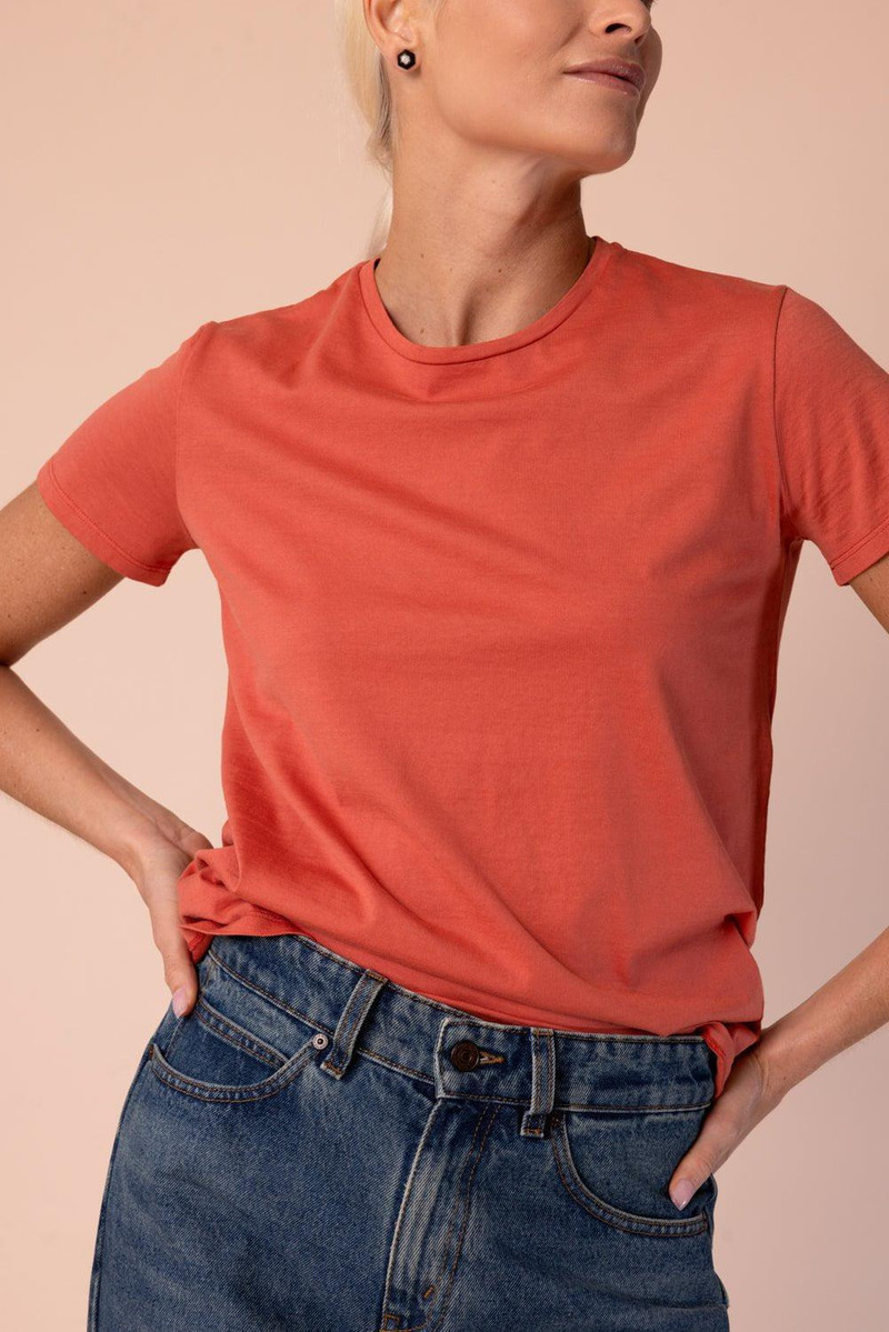 Aspesi Crew Neck Tee - Coral outlook