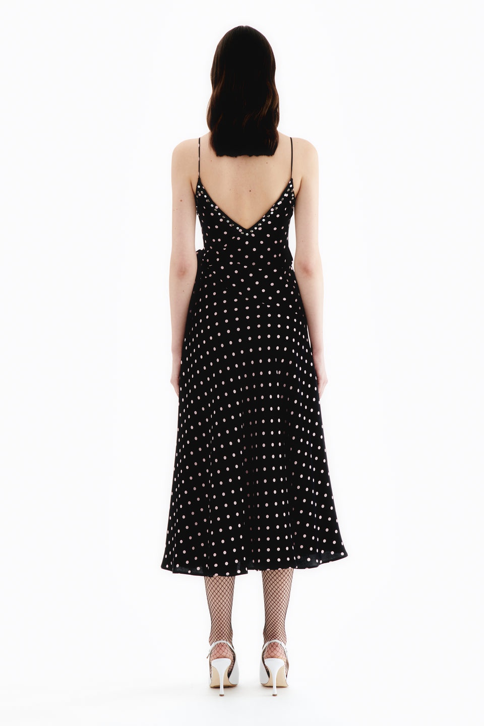 POLKA DOT SILK SLIP DRESS WITH BOW - 4