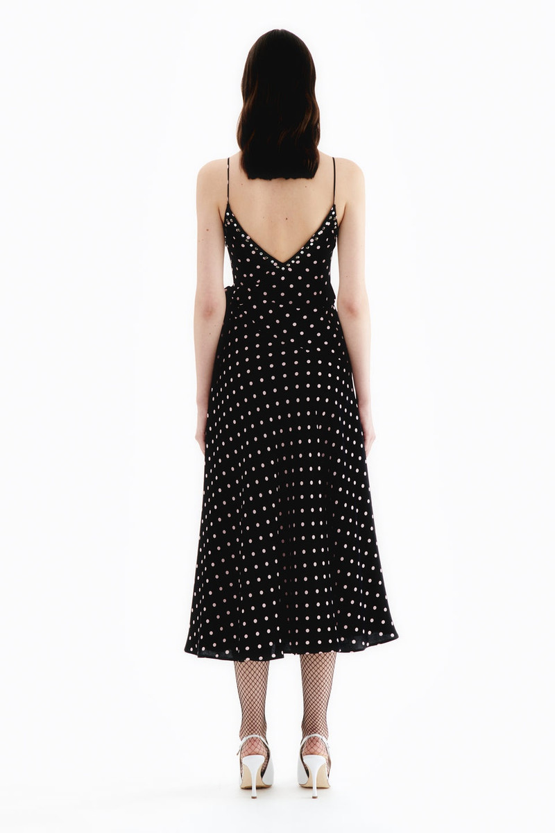 POLKA DOT SILK SLIP DRESS WITH BOW 4