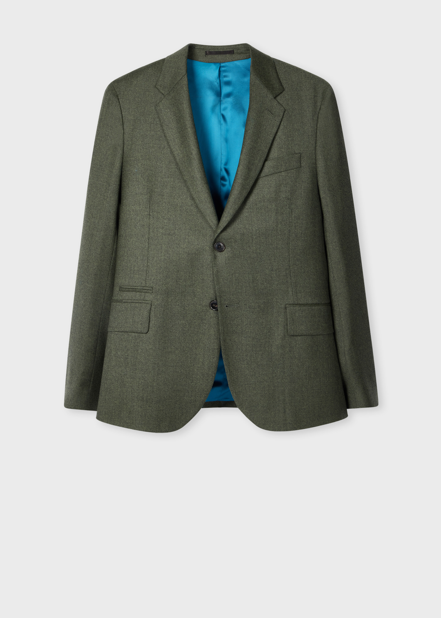 Tailored-Fit Green Overdyed Wool-Cashmere Flannel Blazer - 1