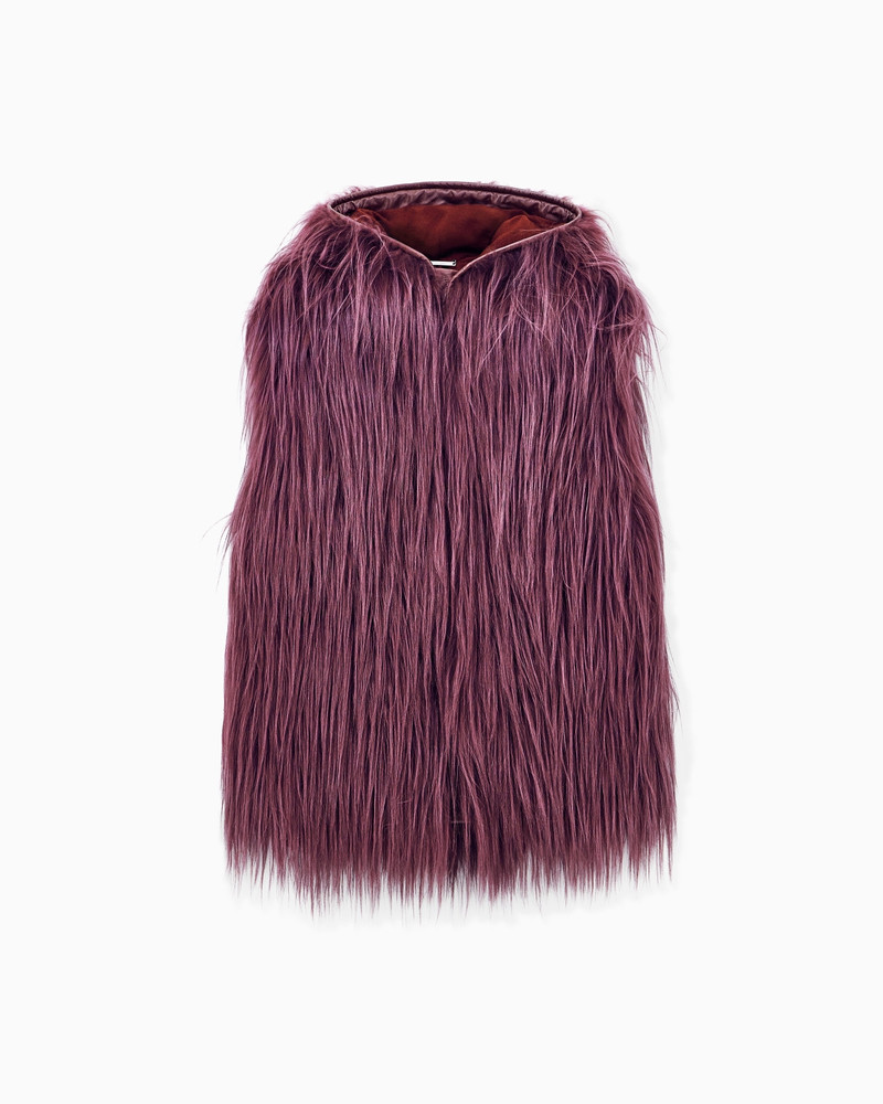 LONG-HAIRED FUR VEST WITH NEVE HOOD 1