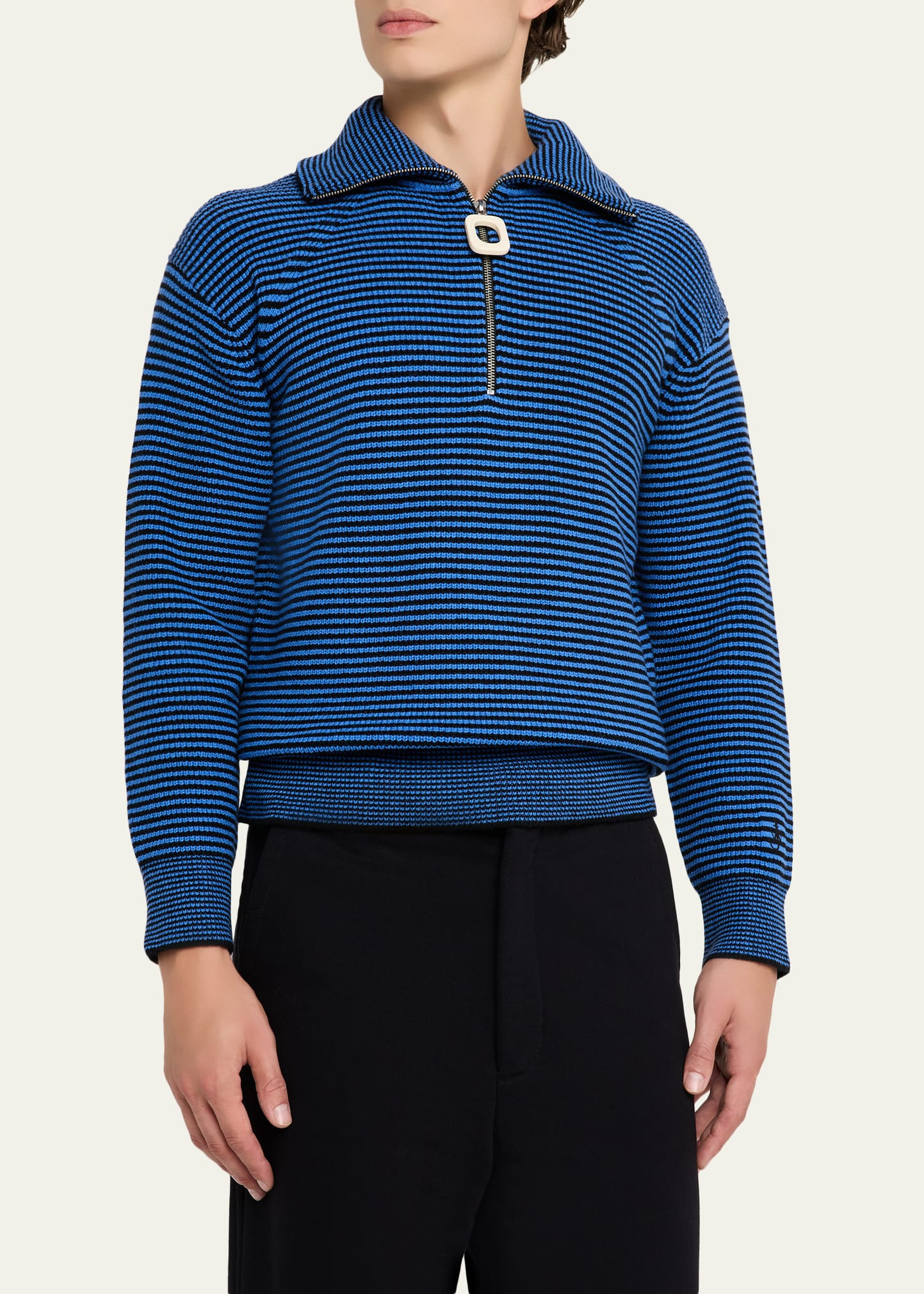 Men's Stripe Half-Zip Turtleneck Sweater - 4