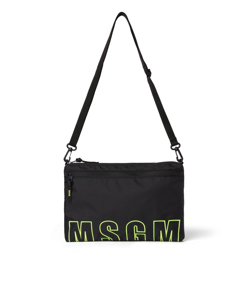 Ripstop nylon shoulder bag with embroidered logo 1