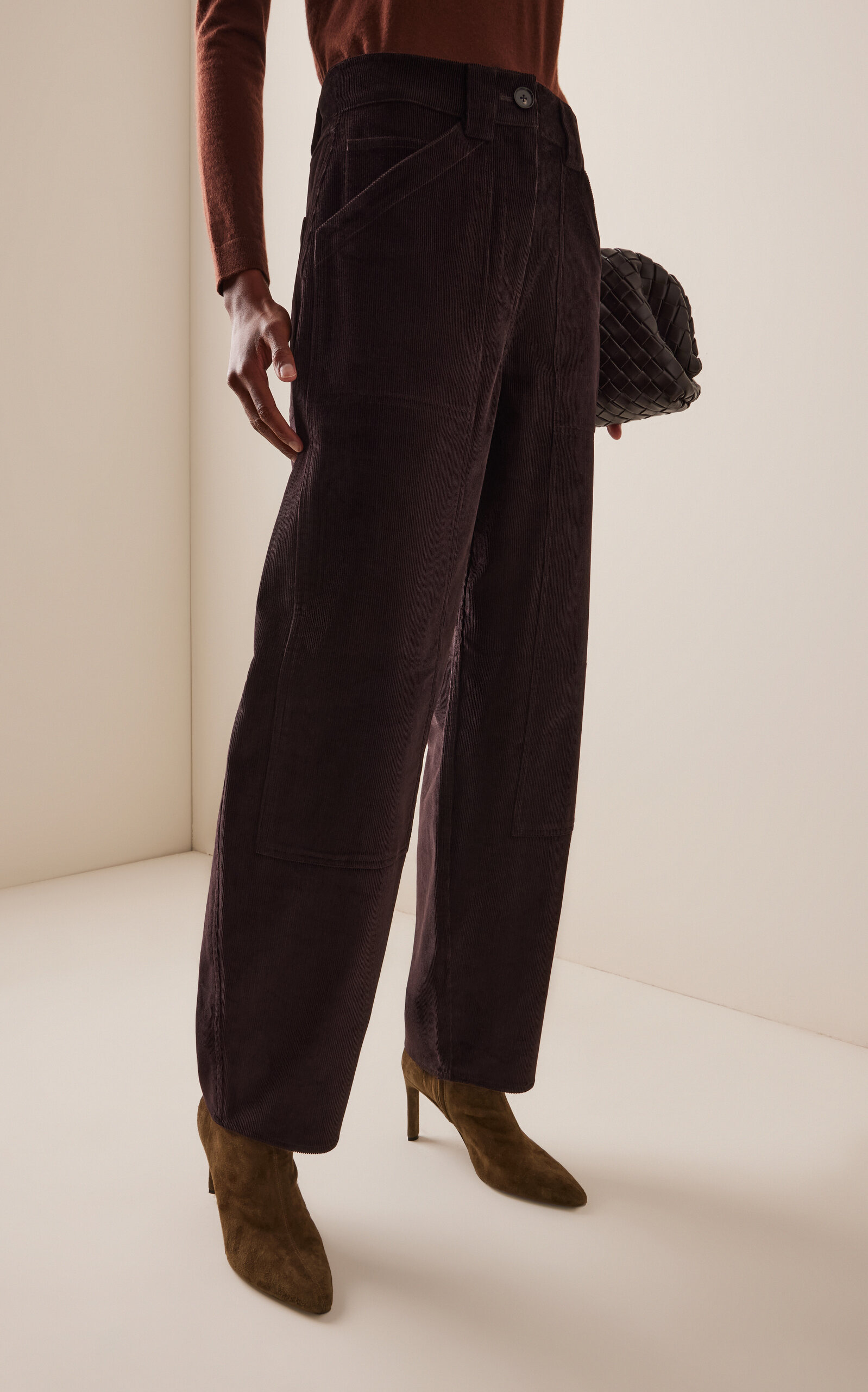 Cotton Corduroy Barrel Pants brown - 3