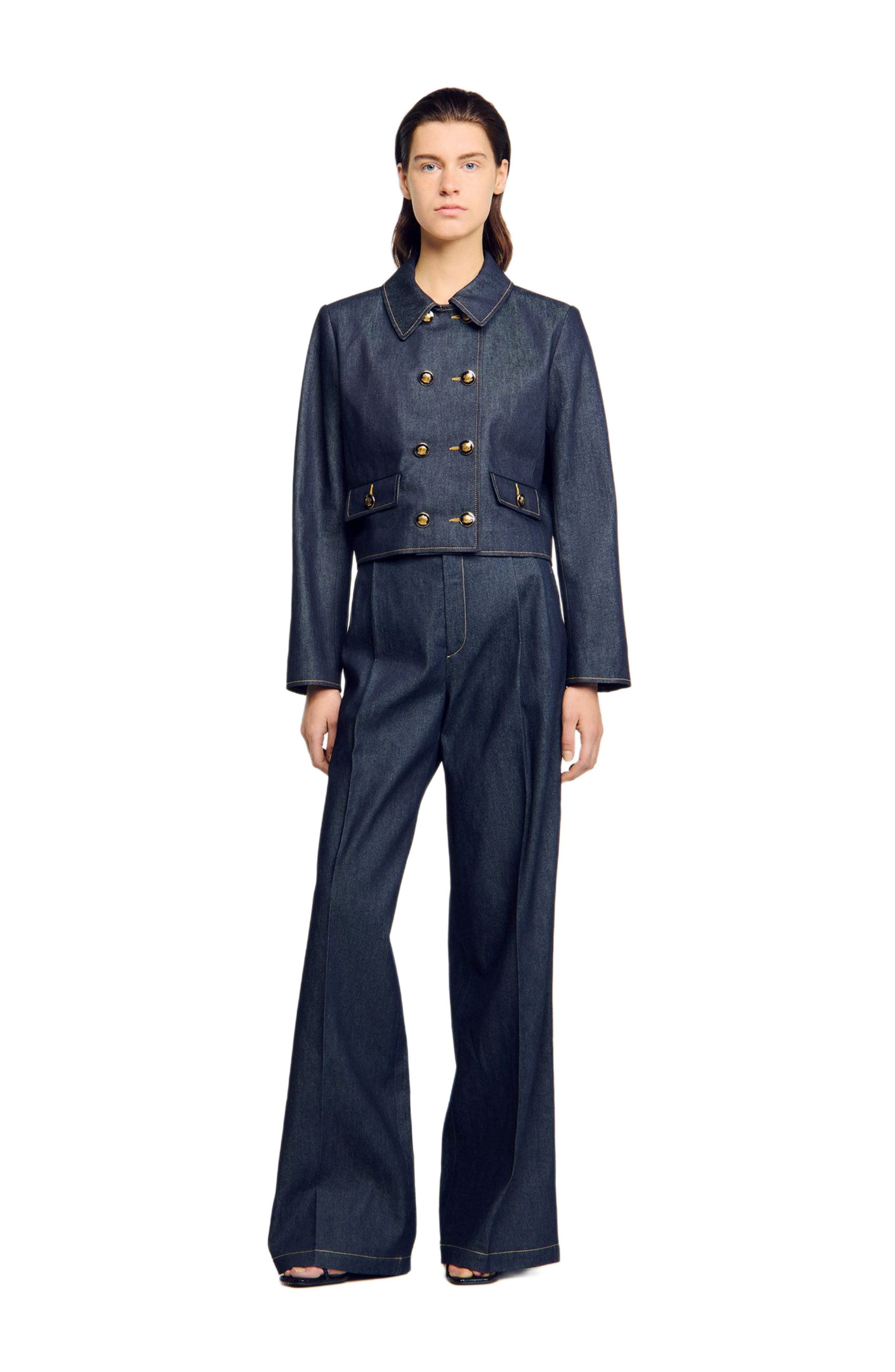 SANDRO Denim suit trousers in Deep Blue at Nordstrom - 6