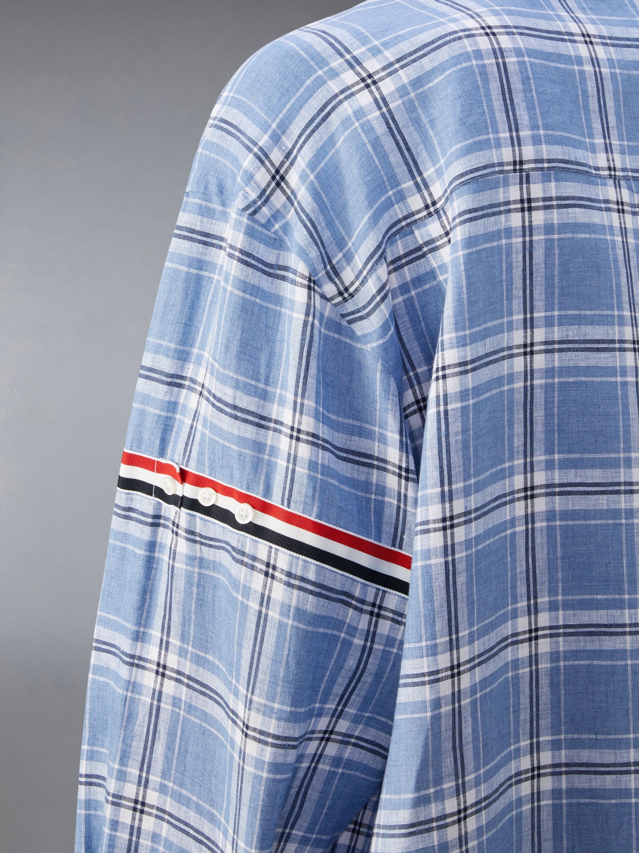 RWB stripe checked linen shirt - 6