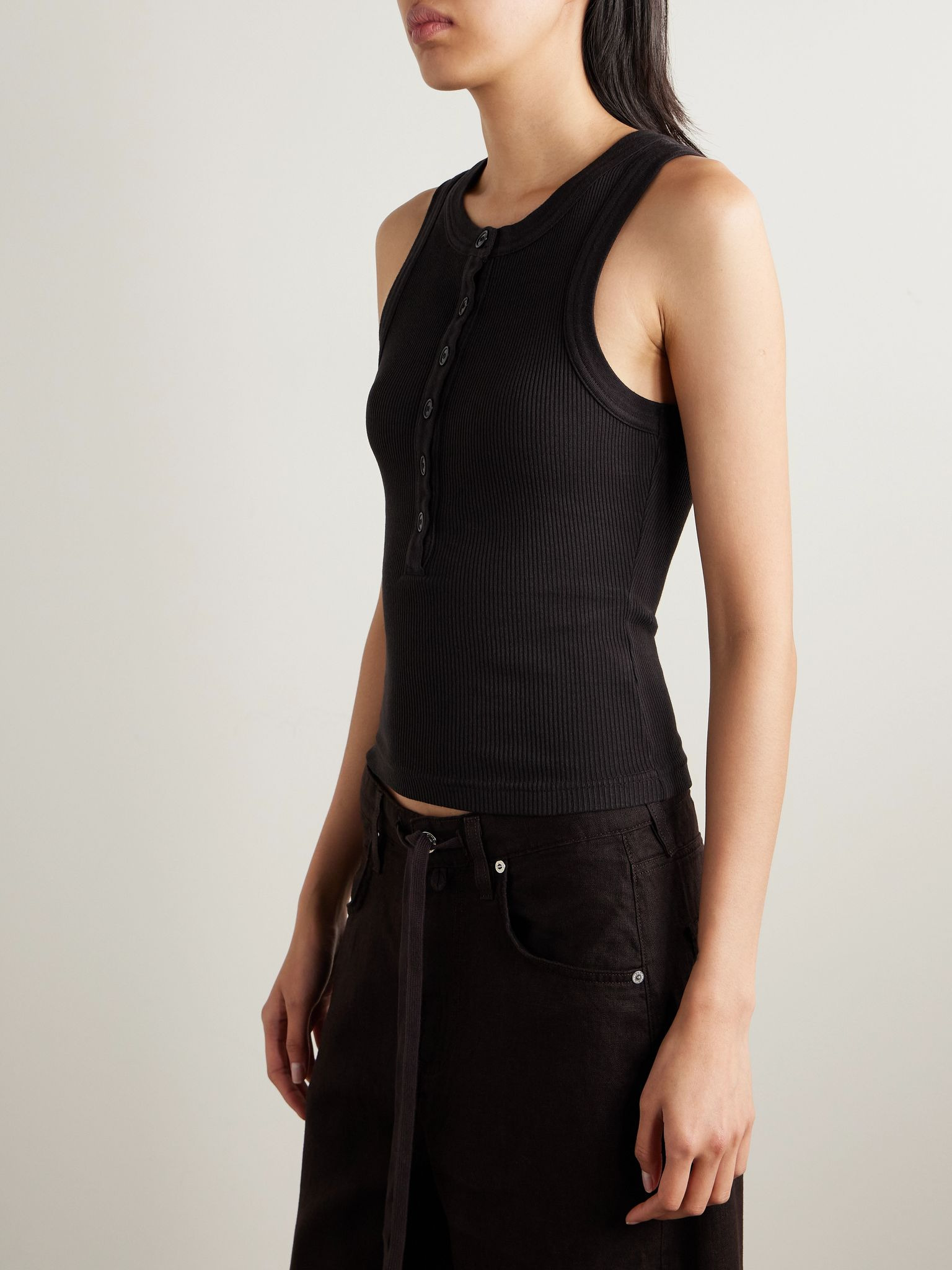 Caralyn ribbed jersey tank Dark brown - 3