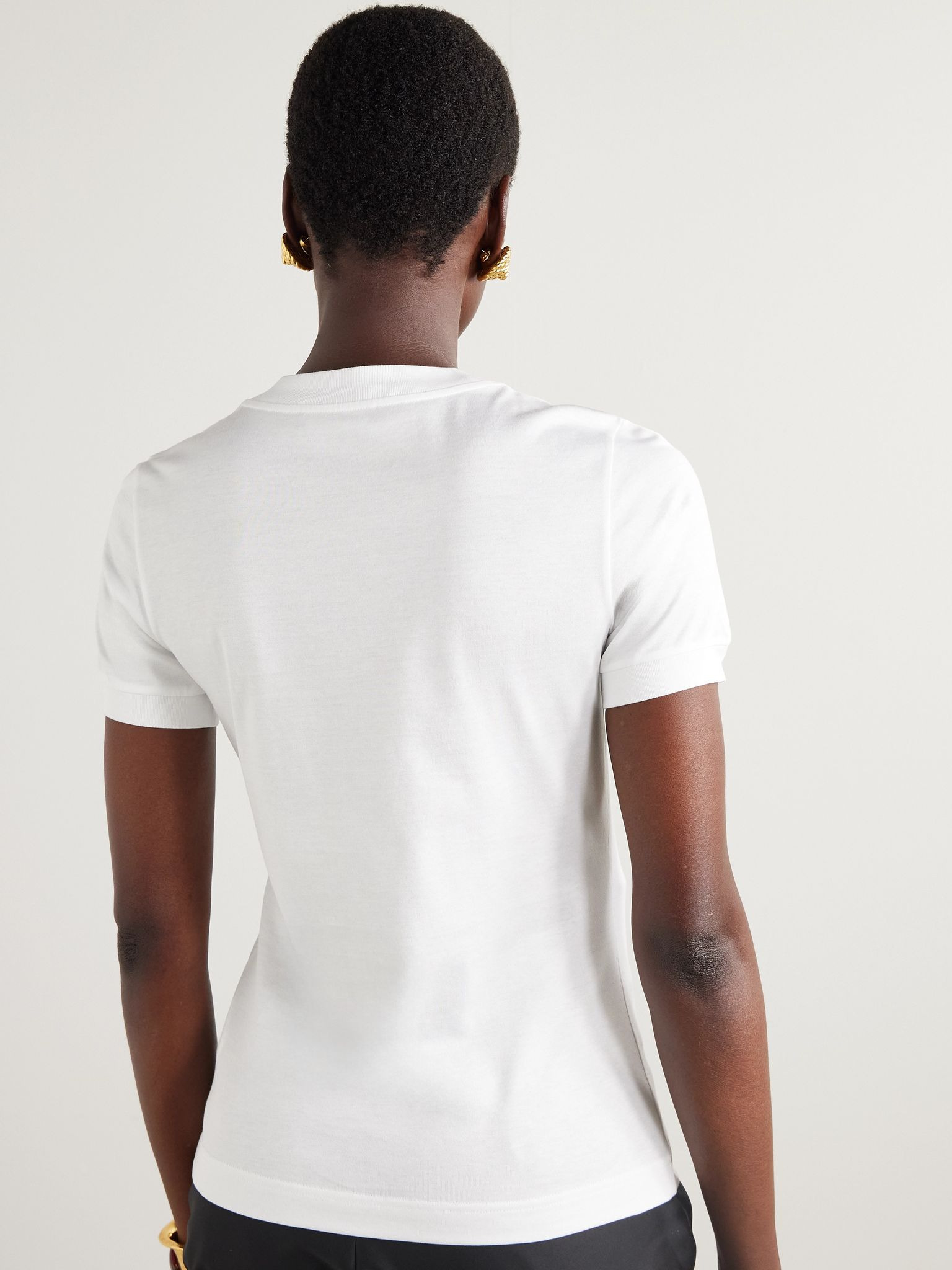 Embellished cotton-jersey T-shirt White - 4