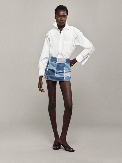 FRAME The 70's Patchwork Mini Skirt in Road Trip outlook