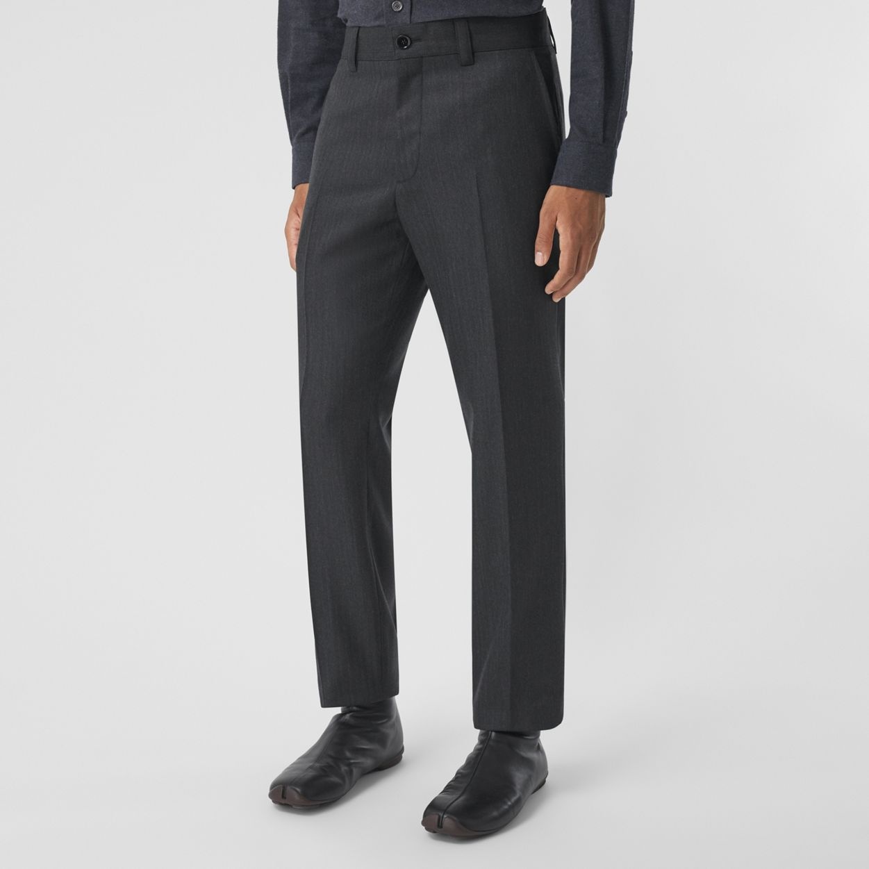 Herringbone Wool Tailored Trousers - 5