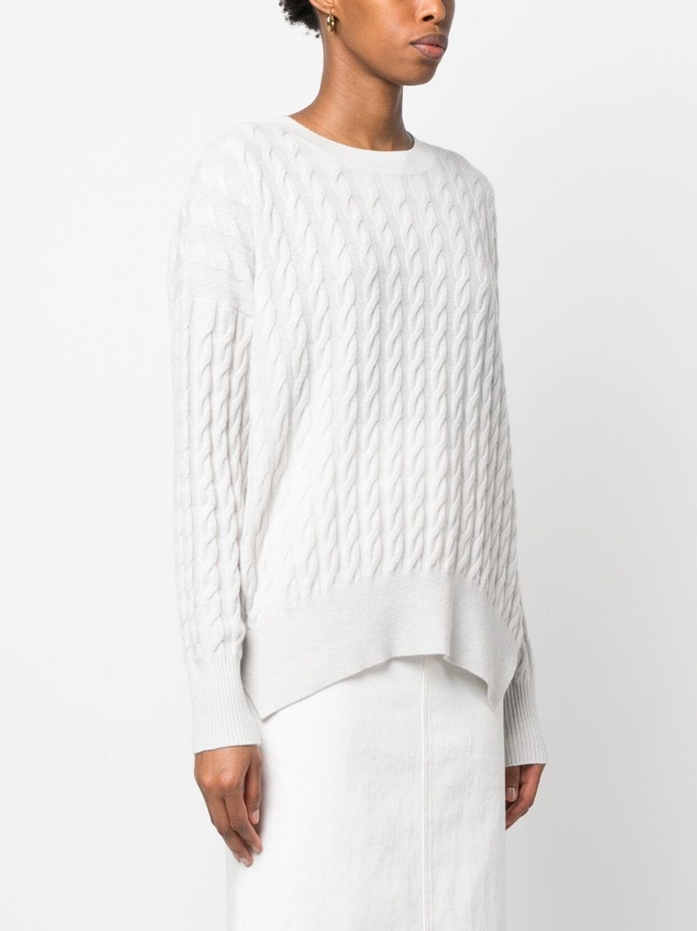 cable-knit long-sleeve jumper - 3