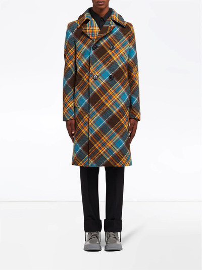 Prada double-breasted check coat  outlook