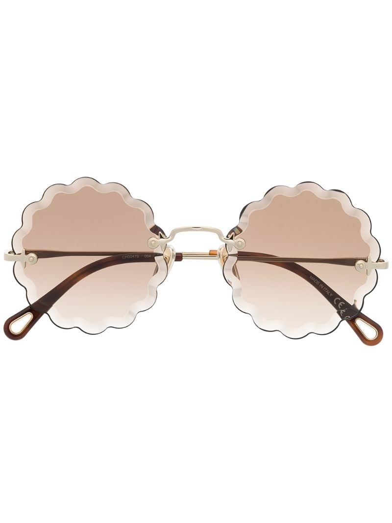 scalloped round frame sunglasses - 1