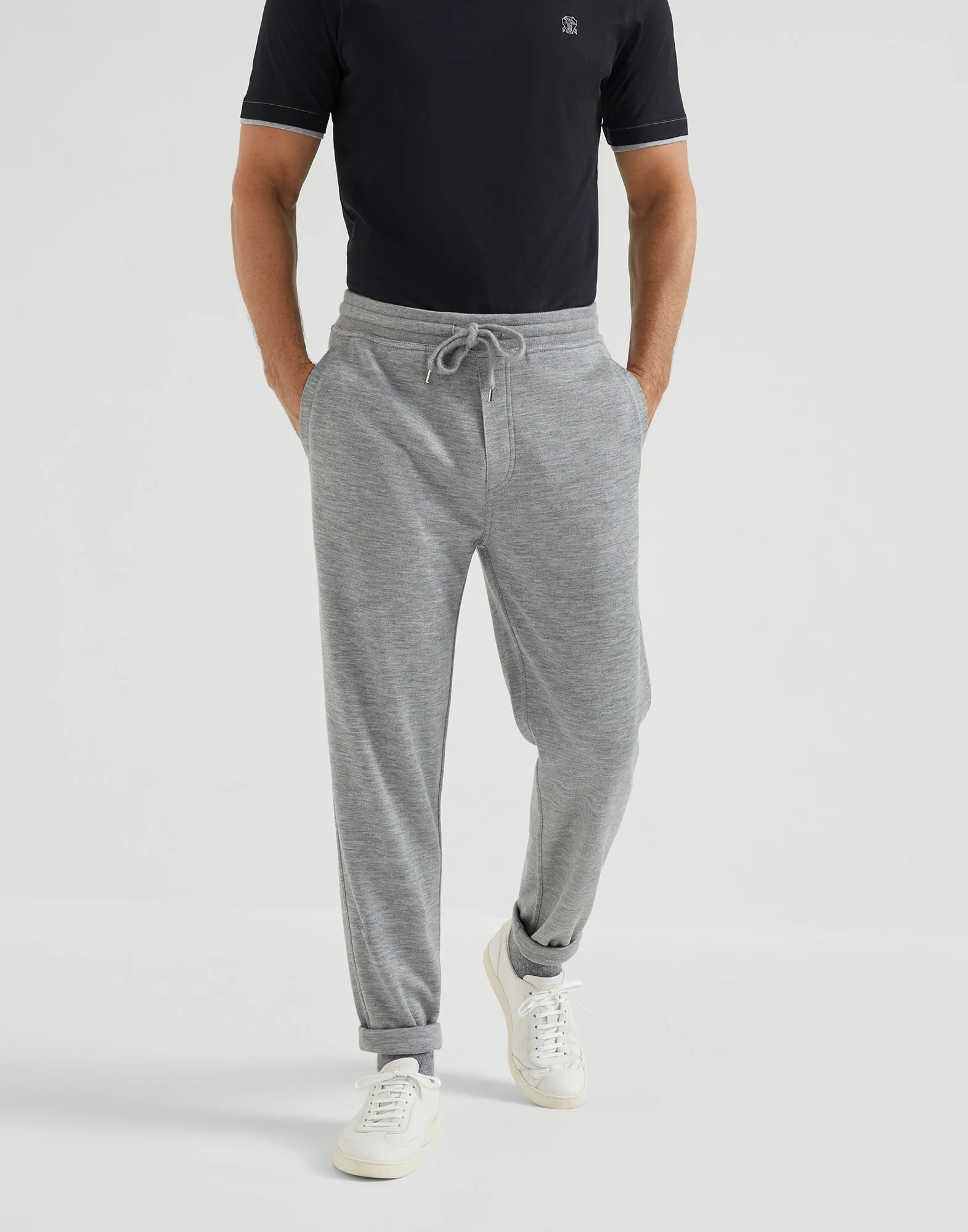 Cashmere and silk French terry trousers - 1