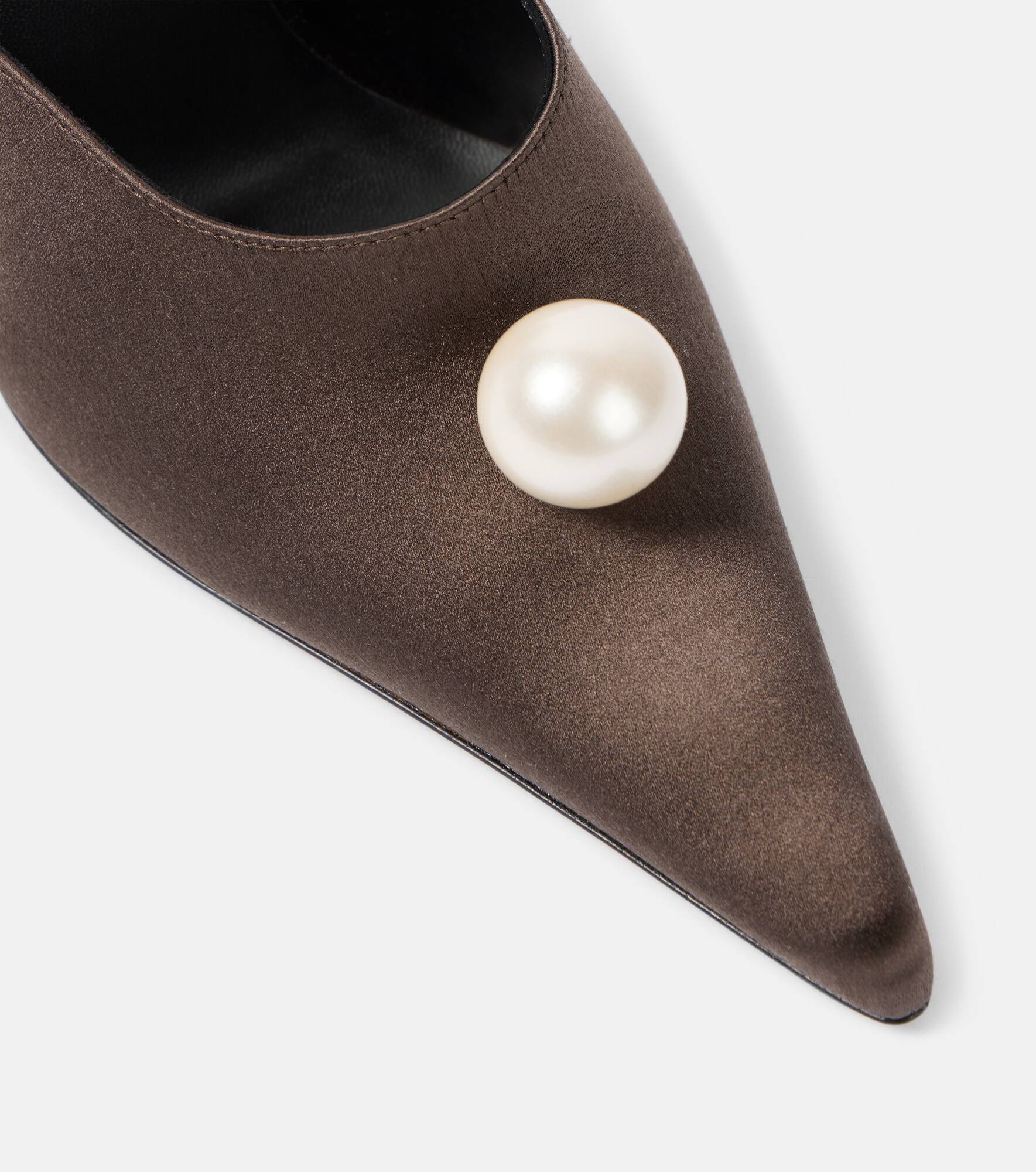 Floral-appliqué satin mules - 5