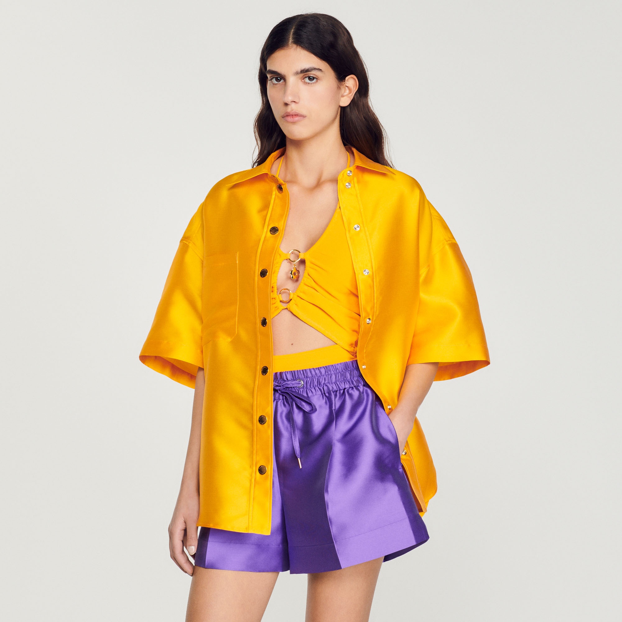 Oversized satin shirt - 5