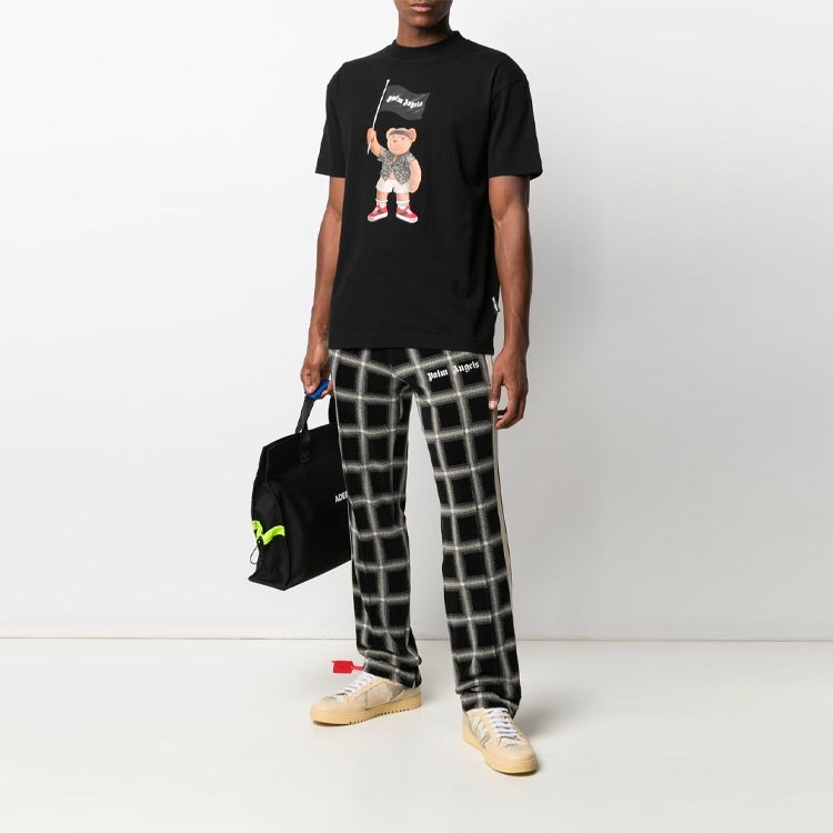 Men's PALM ANGELS SS21 Bear Cartoon Printing Round Neck Short Sleeve Black PMAA001S21JER0191001 - 2
