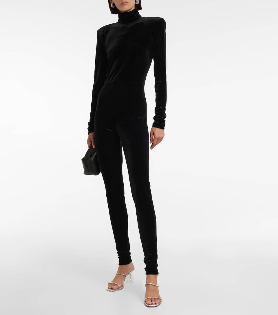 Turtleneck velvet jumpsuit - 2