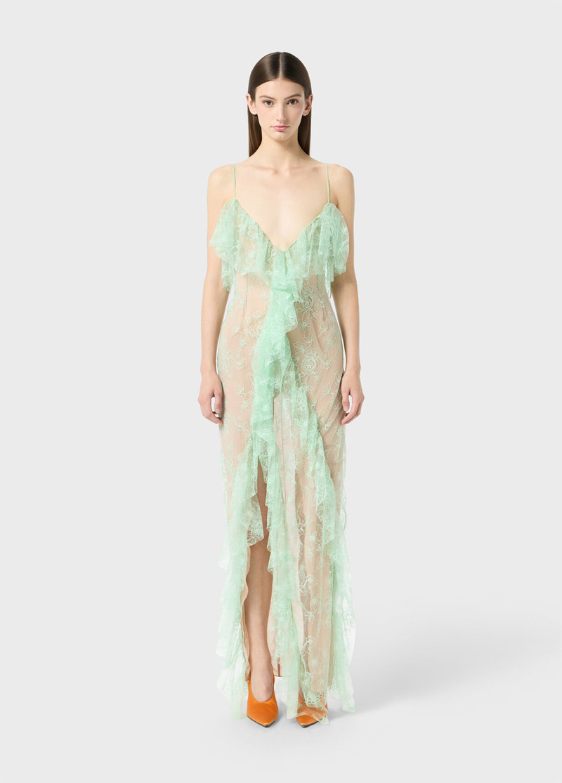 Blumarine LONG LACE DRESS WITH FLOUNCE AND SLIT outlook