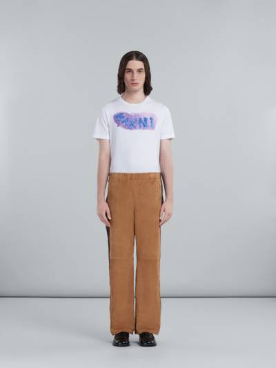 Marni BROWN SUEDE TROUSERS WITH NAPPA BANDS outlook