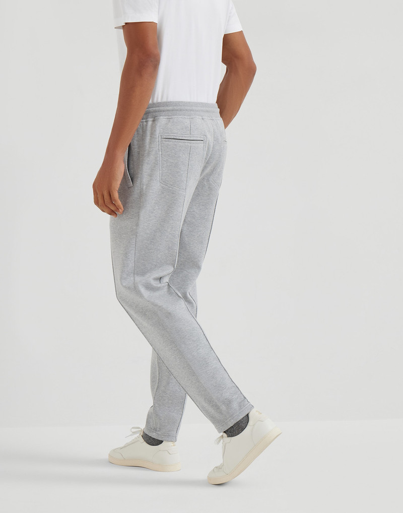 Brunello Cucinelli Cotton, cashmere and silk French terry double cloth trousers with Crête detail outlook