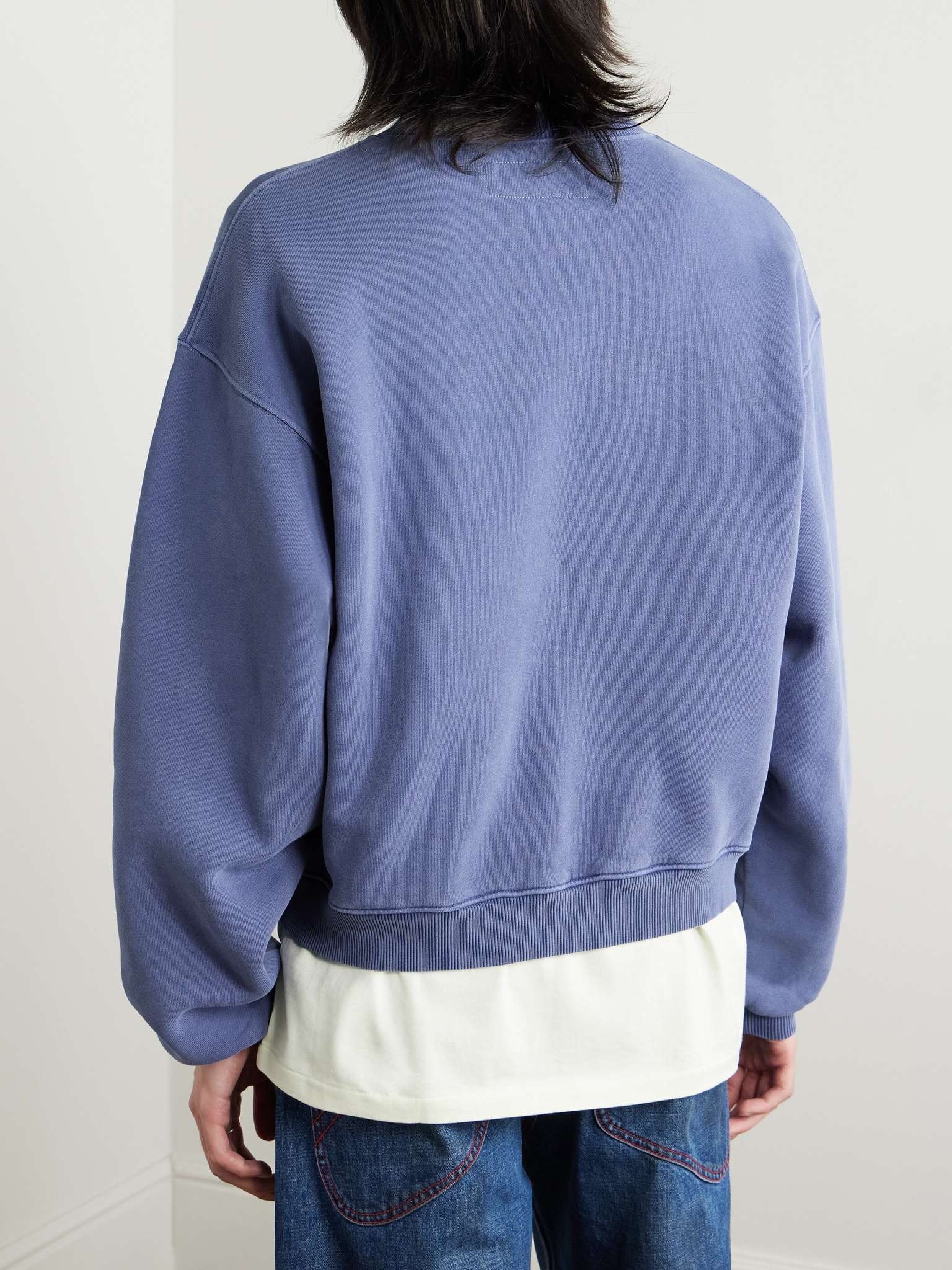 Cropped Logo-Embroidered Cotton-Jersey Sweatshirt - 3