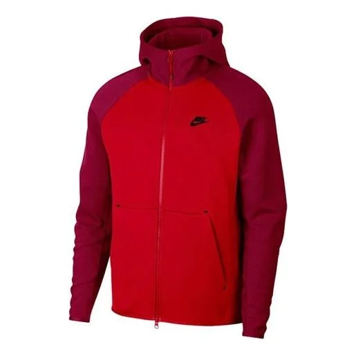 Nike Splicing hooded Colorblock Casual Jacket Red 928484-657 - 1